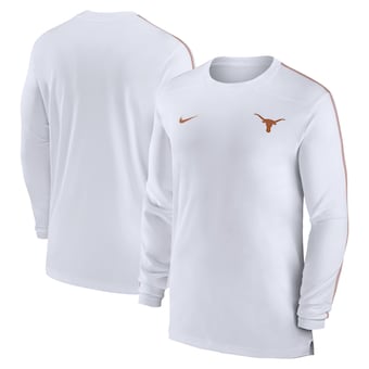 Texas Longhorns Nike 2024 Sideline Coach UV Performance Long Sleeve T-Shirt - White