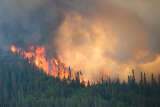 Feu de forêt à Mistissini, au Québec, le 12 juin 2023.