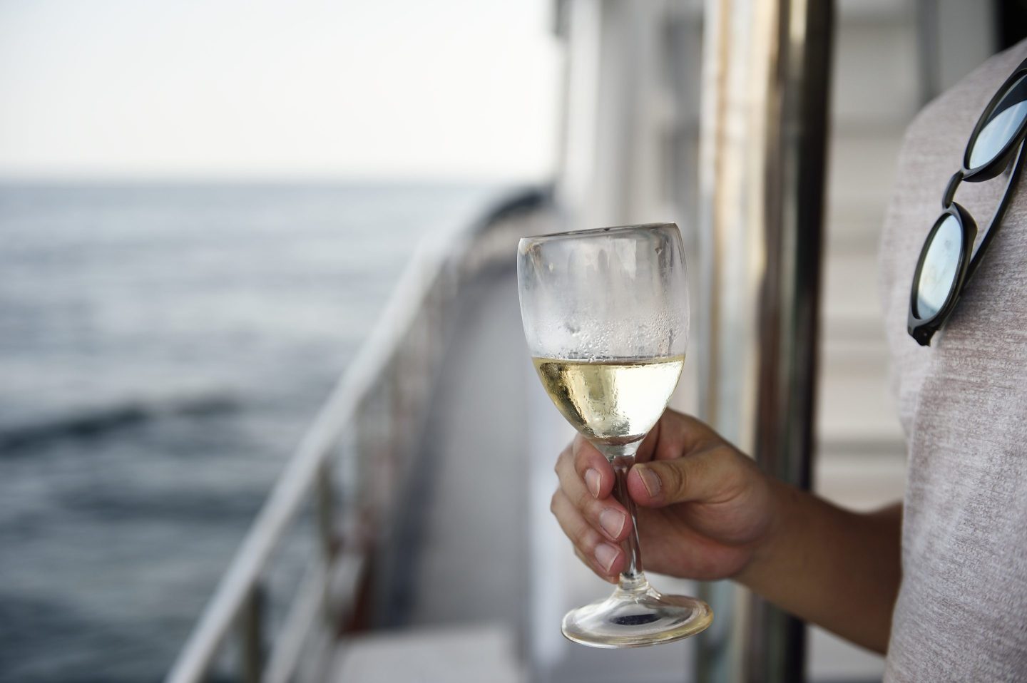 Yacht and glass of wine