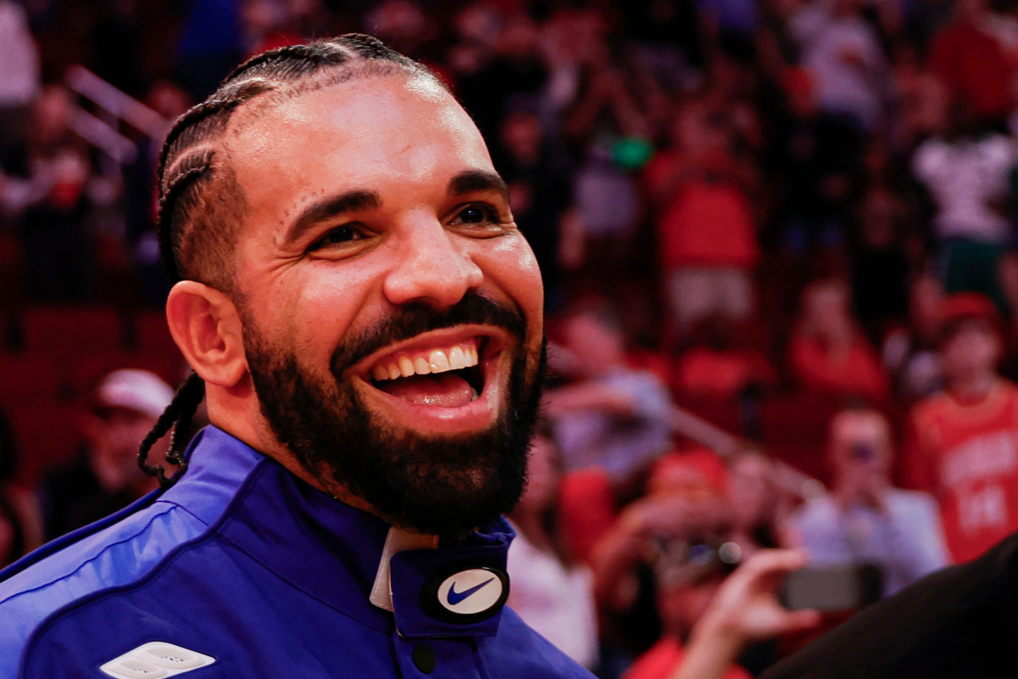 Rapper, songwriter, and icon Drake attends a game between the Houston Rockets and the Cleveland Cavaliers at Toyota Center on March 16, 2024 in Houston, Texas.