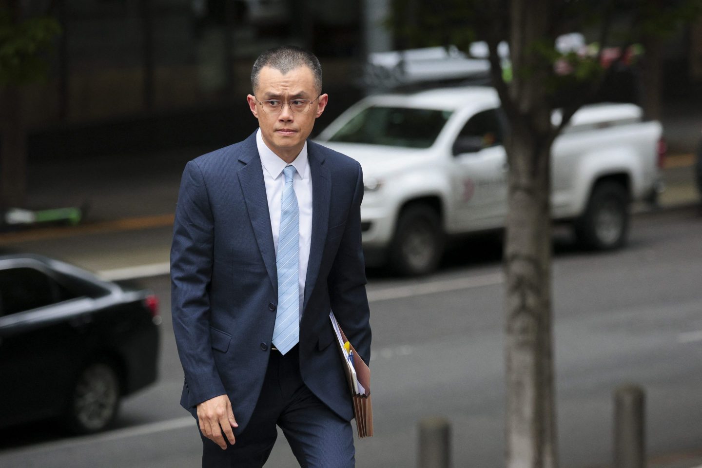 Former Binance CEO Changpeng &#8220;CZ&#8221; Zhao arrives at federal court in Seattle, Washington, on April 30, 2024. Changpeng Zhao, the founder and former chief executive of Binance, the world&#8217;s largest cryptocurrency exchange, was sentenced today to four months in prison after he pleaded guilty to violating laws against money laundering. (Photo by Jason Redmond / AFP) (Photo by JASON REDMOND/AFP via Getty Images)