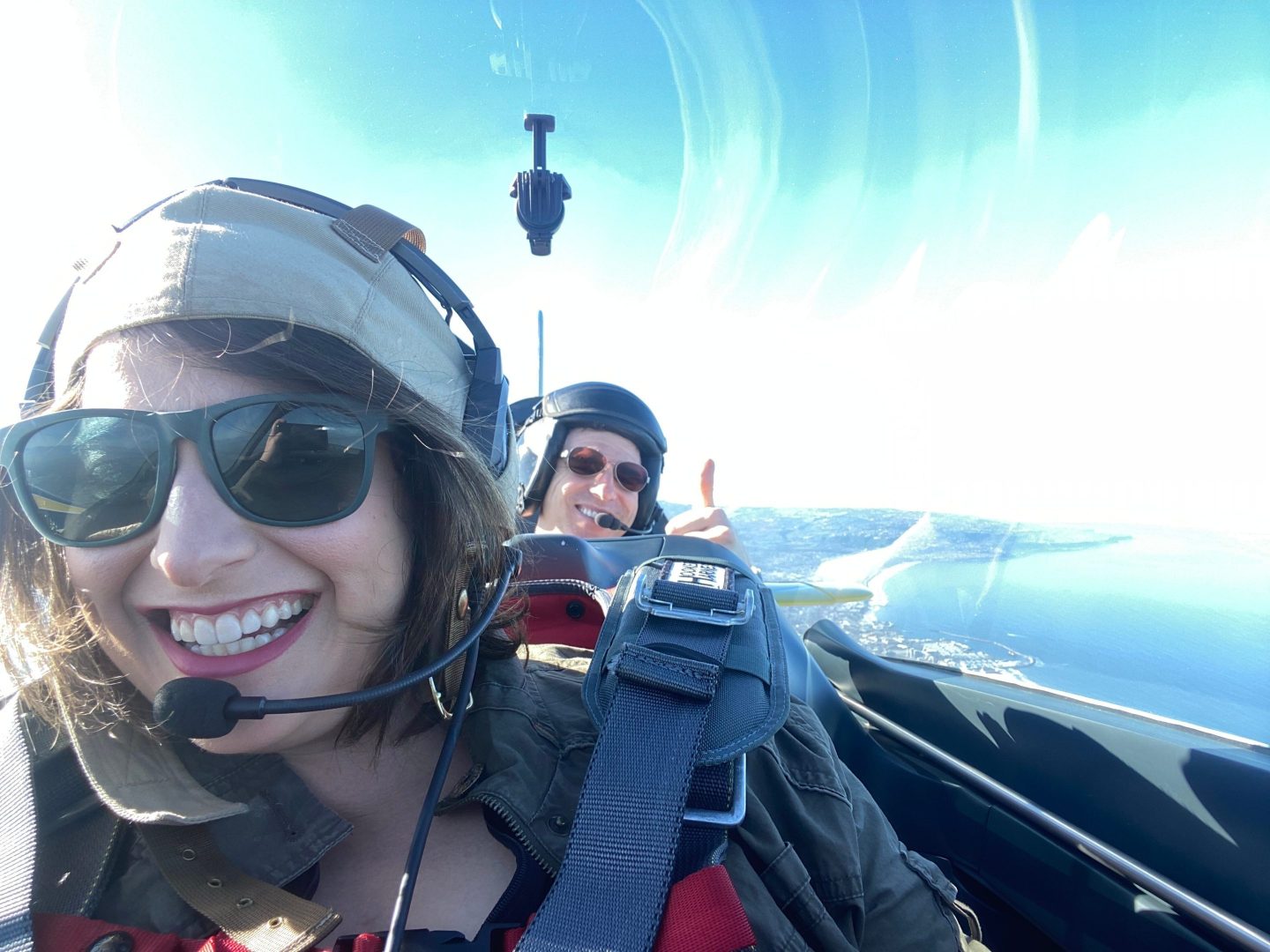 Left to right, Fortune reporter Allie Garfinkle and UP.Partners cofounder Ben Marcus, up in the air.