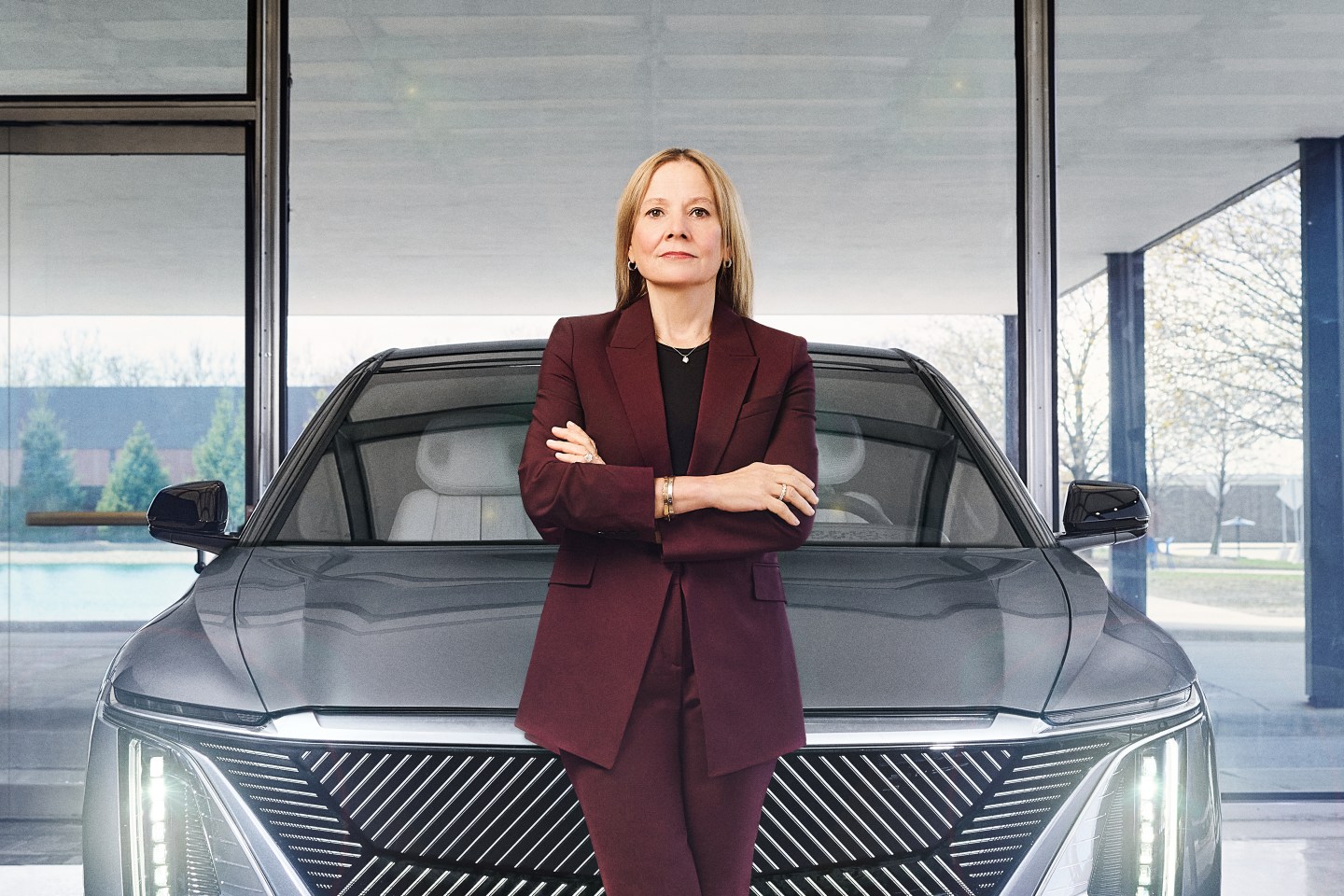 GM CEO Mary Barra photographed at GM&#8217;s Design Center with the Cadillac LYRIQ ev on May 4, 2022 in Detroit, Michigan.<br />
Spencer Lowell for Fortune
