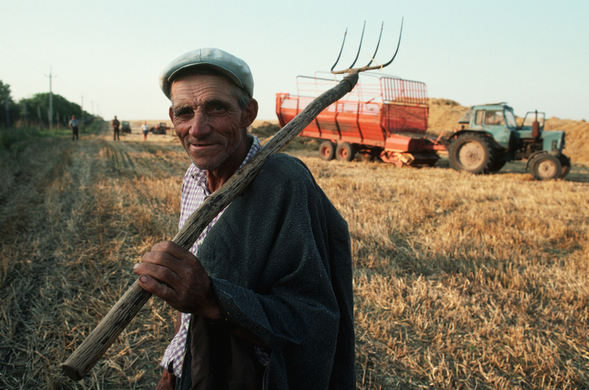 Wheat Harvest on Collective Farm   (Photo by Peter Turnley/Corbis/VCG via Getty Images)