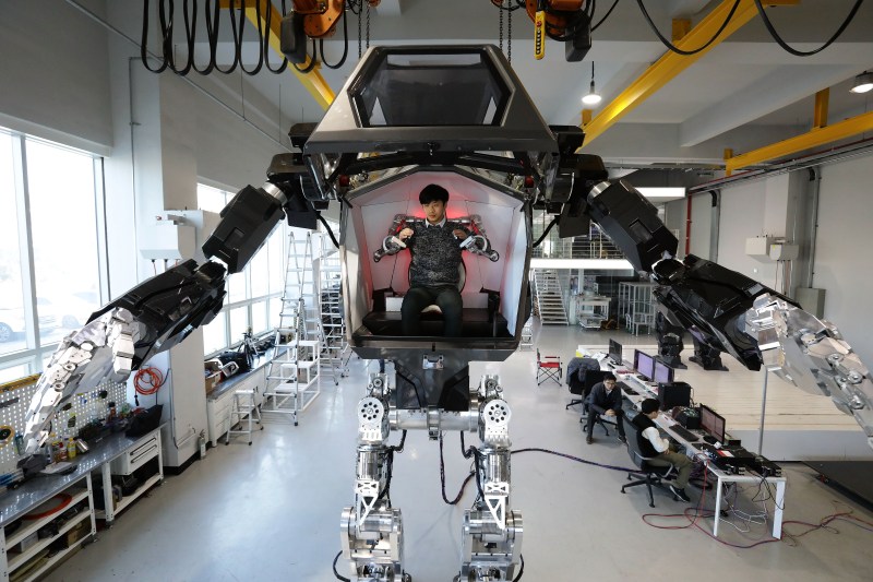 A manned walking robot developed by robotics company Korea Future Technology in Gunpo, South Korea, on Dec. 27, 2016.