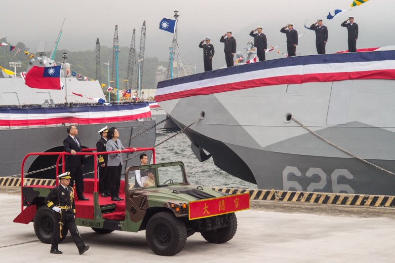 Taiwanese President Tsai Ing-wen attends the inauguration ceremony for Taiwan-made warships in Yilan.