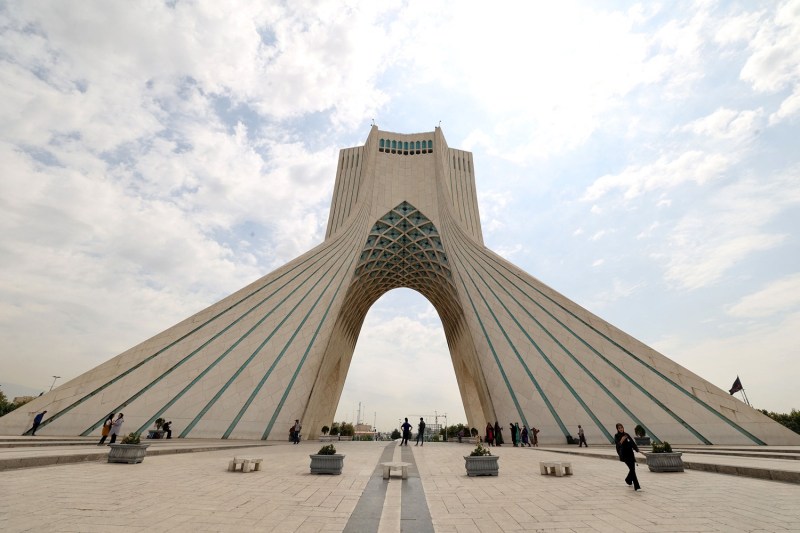 Iranians visit Azadi Square in Tehran.