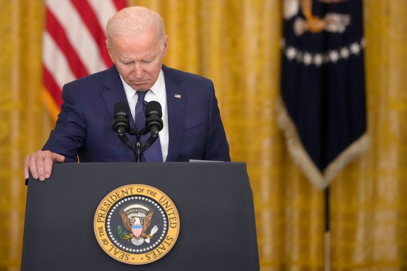 U.S. President Joe Biden speaks about the situation in Kabul, Afghanistan from the East Room of the White House on August 26, 2021 in Washington.