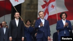 Лидеры «Грузинской мечты» на митинге в поддержку законопроекта об «иноагентах», 29 апреля 2024 года