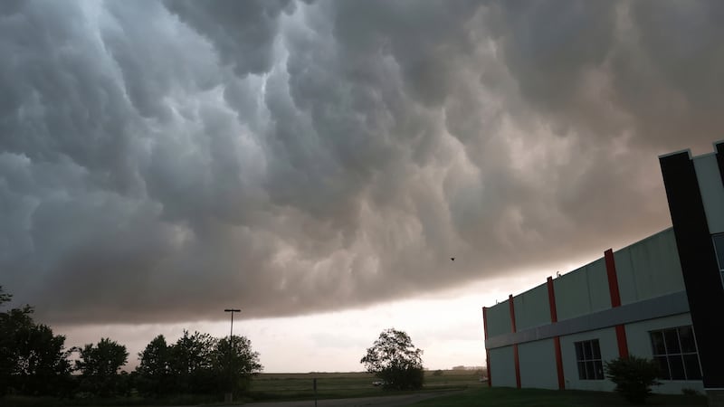 Severe storm clouds move across the northwest edge of Davenport, Iowa on Friday, May 24, 2024....