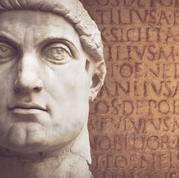 face of the emperor constantine and latin script