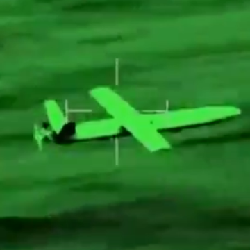 houthi sammad kamikaze drone seen in gun sight of french as565 panther helicopter over red sea on march 20 2024