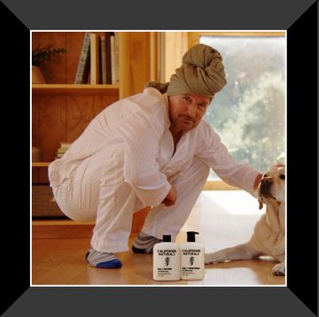 owen wilson with towel on head, california naturals shampoo and conditioner