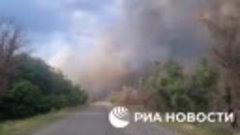 Пожар в Алешках после обстрела