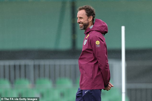 England manager Gareth Southgate pictured at a training session ahead of his team's Euro 2024 quarter-final clash with Switzerland