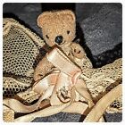 Adorable 1-of-a-Kind Antique Miniature Teddy with Lace Wings/Outfit! 2 5/8" Tall