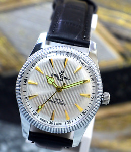 Vintage Breitling Silver Dial 17 Jewels Hand Wind Mechanical Men's Wrist Watch
