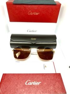 Cartier CT0034RS sunglasses 001 Pearl- Gold / Brown  lens 56mm AUTHENTIC NWT