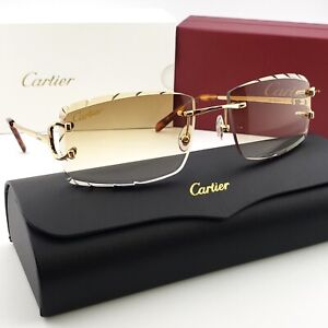 Cartier Sunglasses Glasses Diamond Cut Lens Custom Gold Frame BIGC Decor Vintage