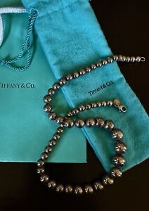 ESTATE STERLING SILVER TIFFANY & CO. GRADUATED BEAD NECKLACE-925-16"