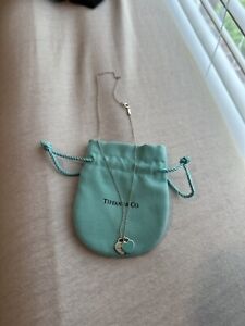 TIFFANY & Co. Return to Mini Double Heart Tag Necklace Blue Enamel