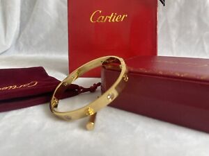 Cartier Signature Logo Gold Bracelet Size 18