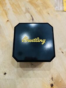 Authentic RARE Vintage Breitling Wooden Black Box + Yellow Outer Box & instruct
