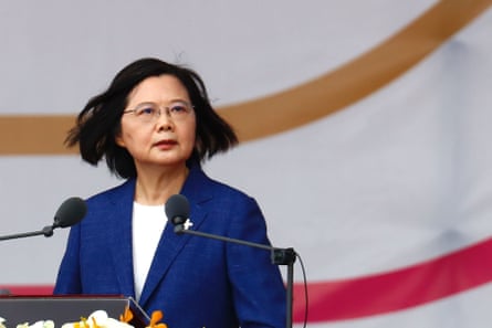Tsai Ing-wen delivers her speech during the national day celebrations