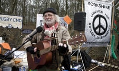Karl Dallas protesting at Aldermaston, Berkshire, in 2008 to celebrate the 50th anniversary of the Easter march from London.