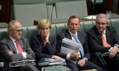Malcolm Turnbull, Julie Bishop, Tony Abbott and  Scott Morrison in parliament in March 2015. 