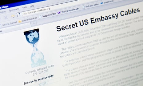 A view of the WikiLeaks homepage in November 2010 after it began publishing leaked diplomatic cables
