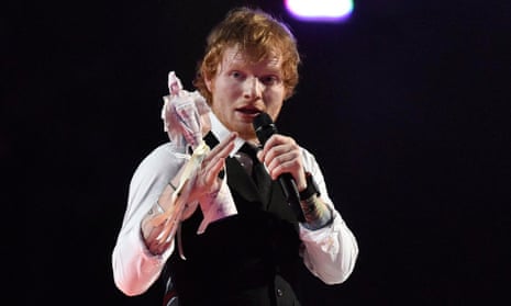 Ed Sheeran takes home British album of the year award at the 2015 Brits.