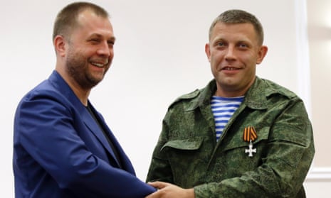 Alexander Borodai, left, shakes hands with Alexander Zakharchenko, who has been put forward as the new Prime Minister of the self-declared 'Donetsk People s Republic'.