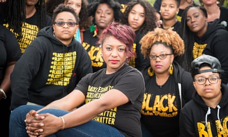 Alicia Garza, one of the founders of the #BlackLivesMatter movement, and fellow activists.