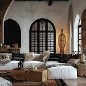 Mediterranean-Gothic Fusion Living Room Design