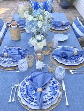 Bleu blanc table