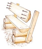 Banco mesa com troncos