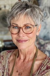 Pixie Hairstyles for Women Over 50 with Glasses
