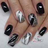 Black nails with glitter