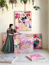 Abstract floral paintings