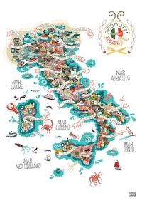 Highly detailed illustrated map of Italy and Italian foodSTANDARD POSTER:Poster print on matt coated paper 170g/m²70cm x 50cm100cm x70cmor DELUXE:High quality print on Canson Arches Velin Museum Rag 315g Signed and numbered by the artistLimited edition of 200 100cmx 70cm(Add 10 days made-to-order process)This type of print has a brighter and finer render with a very large range of colours on a fantastic extremely high quality of paper. - Comes unframed, safely rolled in a very resistant squar...