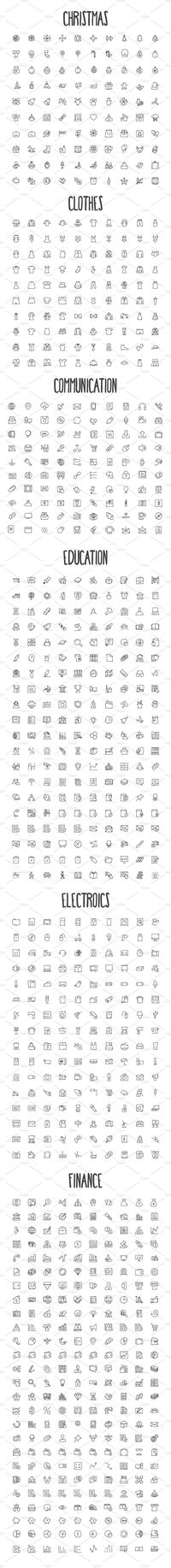2440 Hand Drawn Doodle Icons Bundle by Creative Stall on @creativemarket