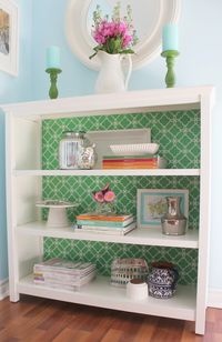 DIY Bedroom Makeovers For Apartments | belle maison: Inspiration Snapshot: DIY Bookcase Makeover. Idea for redoing Emily's bookcases.