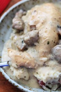 Mother-in-Law Chicken--mushroom tarragon chicken in a creamy sauce made in the Instant Pot or Crockpot.