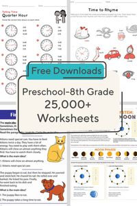 Looking for printables? Check out our collection of 25K+ worksheets, in a variety of grade levels and subject areas. #downloadnow #printables #worksheets #preschool #kindergarten #elementary #math #reading #writing #science #socialstudies #educationdotcom
