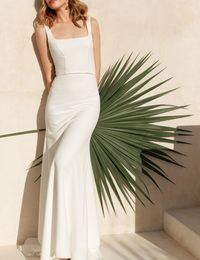 fitted wedding dress || square neckline wedding dress ||cut out lace at waistline || minimal bride || modern bride || scout bridal