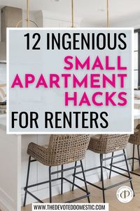 If you cannot seem to make small apartment living work, you'll definitely want to save these 12 ingenious small apartment hacks for later, because they'll help you maximize & elevate your space visually too!!