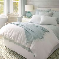 Made of softly stonewashed, exquisitely textured, cool linen, the lush linen sky blue sham will keep you cool and comfortable all night long. Sold individually 100% Linen Measures Standard: 20" x 26"King: 20" x 36"Euro: 26" x 26"