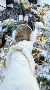 Chanel aesthetic, Chanel Wonderland, winter ootd, christmas aesthetic, Chanel gift bags, Chanel christmas tree