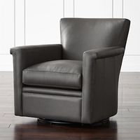 Declan Leather 360 Swivel Chair + Reviews | Crate and Barrel